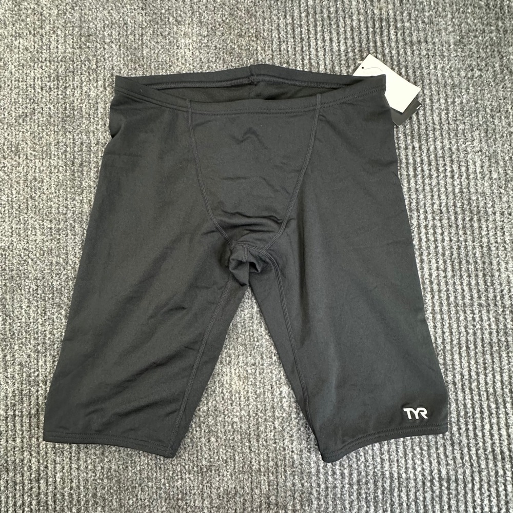 TYR Mens 32 M Black Jammer Swim Shorts Compression Racing Training Swimwear